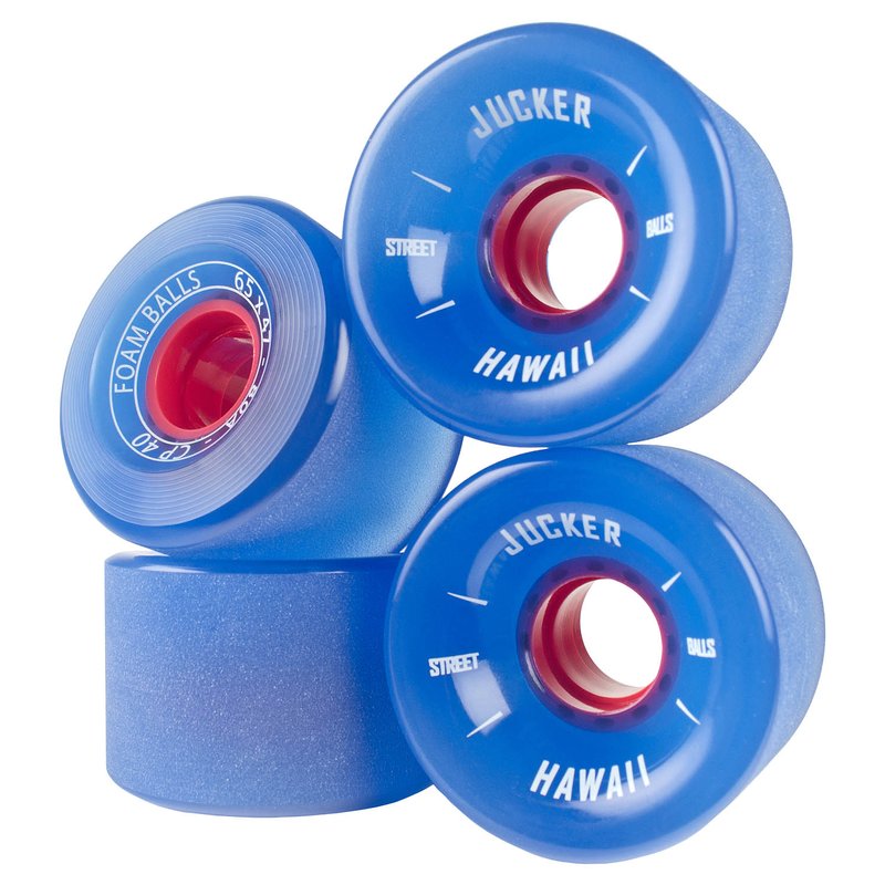 JUCKER HAWAII Longboard Skate Wielen FOAM BALLS 65mm 80A CP40 (4er) Blauw | Shop JUCKER HAWAII